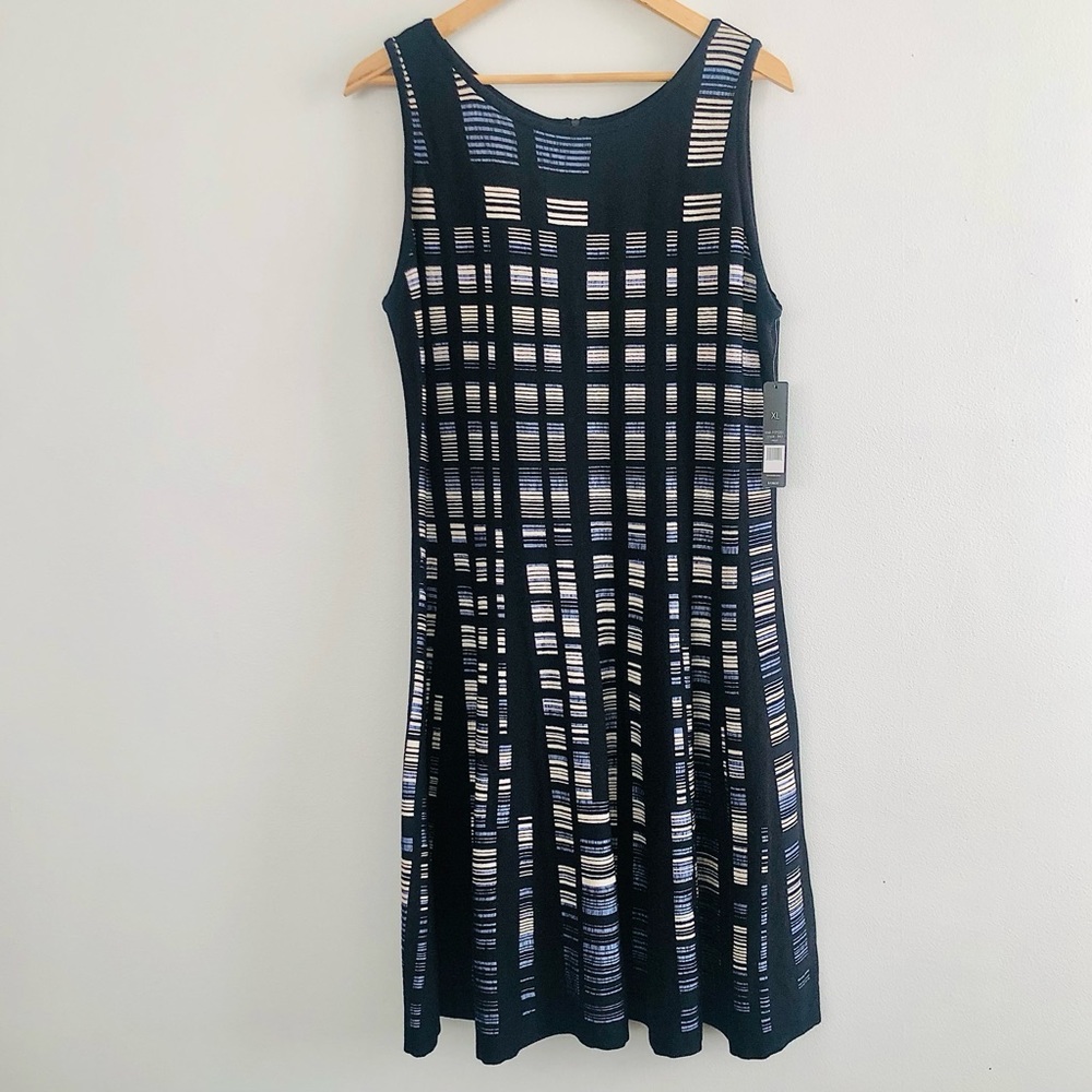 NIC+ZOE Black and Gray Striped Midi Dress NWT - Picture 2 of 15